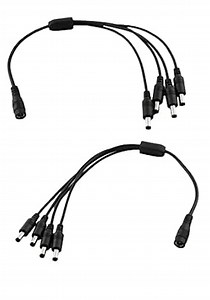2pcs CCTV DC Power Splitter Cable 5.5mm x 2.5mm Female Jack to 4 Male Splitter Connector Cable 5.5mm x 2.5mm Adapter for LED Strip Surveillance Camera Security Camera