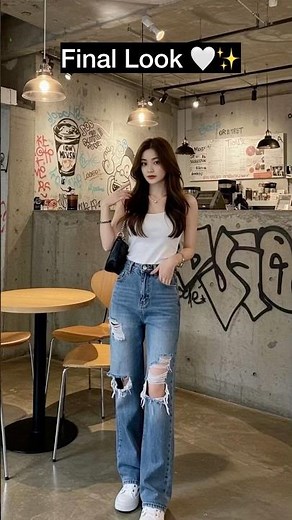 Minimal, effortless, and always stylish 🤍White tank + ripped denim ✨ #killerjeans #denimstyle