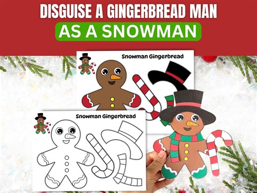Disguise a Gingerbread Man as a Snowman Printable Craft for Kids | Christmas Kids Activities, Holiday Classroom & Homeschool Fun - Etsy Canada