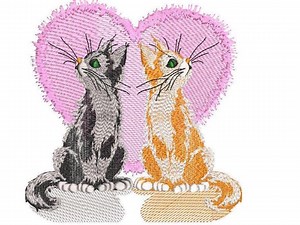 Machine Embroidery Design "friends Forever". Dive Into the World of Tenderness With Our Design, Which Depicts Two Charming Cats. - Etsy