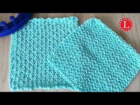 LOOM KNIT Dishcloth Washcloth Seed Stitch Textured - Beginner Easy