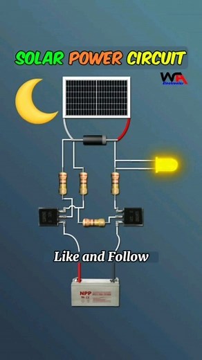 Electrical & Electronics on Instagram: "Simple Solar Panel Circuit.. Diy Simple and Easy Electronics Projects... Follow @wa_electronics for more like this. Like❣️ comments📋 Share📤 Keep Supporting 🤝 #nightled #nightlight #solarlight #solarpanel #electronic #electronics #electronicos #electronicproject #electronicprojects #electronicsprojects #electronicsproject #diyelectronic #diyelectronics #diyelectrical #electronicidea #electronicstudent #electronicstudents #electronicsolvers #electronicsen