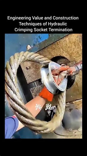 World of technology on Instagram: "Engineering Value and Construction Techniques of Hydraulic Crimping Socket Termination This video presents a close look at the hydraulic crimping process used to terminate high-tensile wire ropes with swaged sockets—one of the most reliable connection methods in heavy lifting and structural applications. Compared to welded or cast-in terminations, hydraulic crimping delivers superior load transfer, long-term durability, and predictable performance. The process 