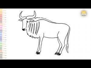 Wildebeest drawing easy 02 | How to draw Wildebeest simply | Wild animal drawings |drawing tutorials