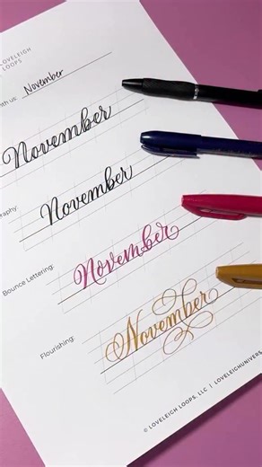 How to write November in calligraphy (save 📌) calligraphylove #letteringlove #calligraphymasters #learncalligraphyy | Loveleigh Loops