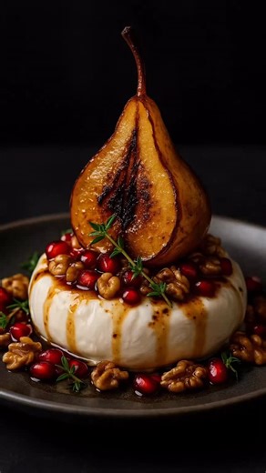 Clayre Dariva on Instagram: "Pêras caramelizadas com burrata Ingredientes 2 peras maduras fatiadas 1 colher de sopa de manteiga 1 colher de sopa de mel (ou maple syrup) 1 pitada de canela 1 burrata fresca (pode ser mini ou uma grande rasgada) Sementes de romã a gosto Folhas de tomilho ou hortelã Pistaches picados (opcional) Fio de redução de balsâmico Modo de fazer: Depois de caramelizar as peras, disponha as burratas (inteiras ou em metades grossas) no prato como base. Coloque uma metade de per