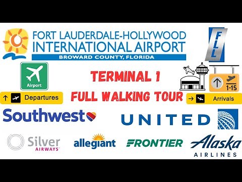 FORT LAUDERDALE INT'L AIRPORT (FLL) TERMINAL 1 FULL WALKING TOUR AIRLINES, GATES A,B,C, ARRIVAL