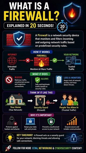 🔥 What Is a Firewall? Explained in 20 Seconds | CCNA Basics