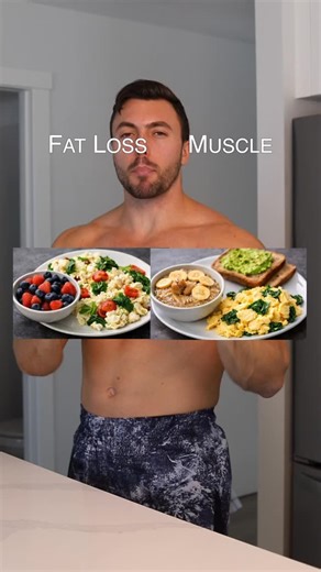 What meals SHOULD look like based on your goals Doesn’t have to be these specific meals But you should see a general difference between carbs and fats between fat loss and building muscle Think about it…. If you were in a fat loss phase how should your eating look? And how should your eating look if you’re building muscle? There should be a difference. If that’s not there, or at least semi consistent, just the habit.. You’ll have a hard time losing body fat. So simple change, drop carbs a bit, l