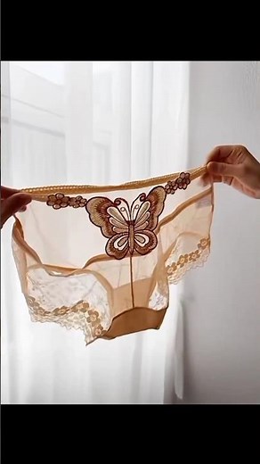 Elegant lace butterfly panties with pearl embellishments, high-end lace lingerie.#fashion #dolotnu