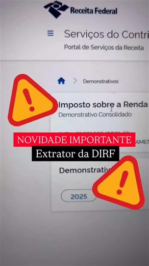Coisas de DP 📚💻 on Instagram: "Get @reshare_app • @eb_educacao 🚨 NOVIDADE IMPORTANTE! Extrator da DIRF Agora é possível consultar os demonstrativos consolidados do Imposto de Renda Retido na Fonte, diretamente no portal da Receita Federal, acessando com o certificado digital. 🔗 Acesse: 👉 https://servicos.receitafederal.gov.br/servico/retencoes/demonstrativos 💡 Dica prática: Entre e consulte os TOTALIZADORES do eSocial, para verificar se está tudo ok. Esse recurso é essencial para validar r