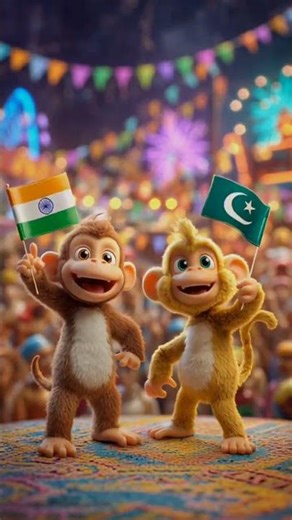 The Fairground Face-Off: India Monkey vs Pakistan Monkeys!😀#shortstories