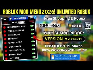 Roblox mod menu 2.713.911 Free robux and shopping | Fly, Speed & Unlimited Robux (2026)