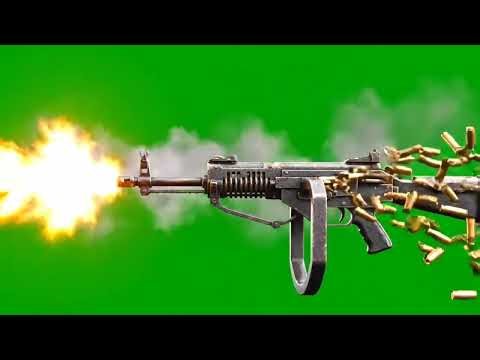 Green Screen Machine Gun Firing Loop Animation Chroma Key VFX HD1080P HD0