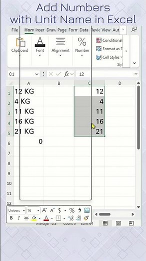 Learn how to Add Numbers with Unit Names in Excel