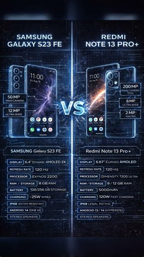 Samsung Galxaxy S23 VS Redmi Note 13 Pro + #aiworld #redminote13proplus