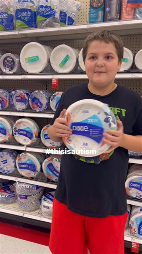 This is my autistic son Finn. Since he was little he learned language in chunks and is a gestalt language processor. He has scripted and memorized anything he has watched for years. He can recite entire commercials, movies, tv shows and games. Now he wants to act out commercials every time we go shopping. The other day I went to grab some generic, store brand paper plates and he wanted me to put them back. Then he wanted me to grab them again while he acted out the Dixie Plate commercial. Needle