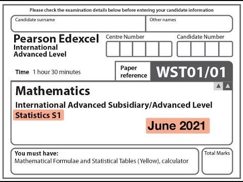 Edexcel IAL Maths - S1 - June 2021