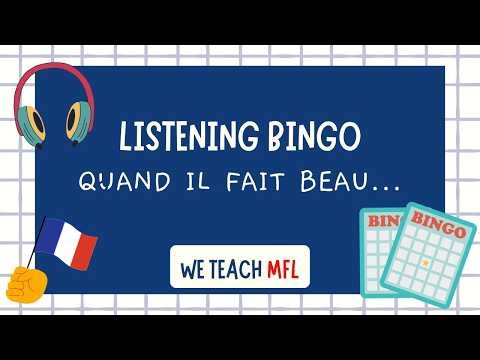 French Listening Bingo 🎧 | Weather & Free Time (Quand…) | Beginner French | KS3