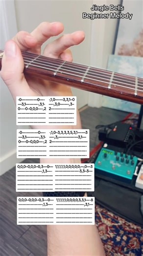 Jingle Bells easy beginner melody on guitar. Merry Christmas and Happy Holidays everyone! For the fast parts do Down Up picking! #jinglebells #christmasguitar #beginnerguitar #fyp #foryou | Jamparkguitar