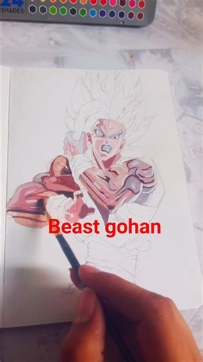 Beast Gohan Final Form Drawing 🔥Dragon Ball #shorts #animeeart #art
