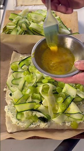 Courgette, Grapes & Ricotta on Puff Pastry