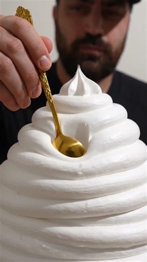 PRESSING Spoon into Whipped Cream Tower ASMR ☁️🥄