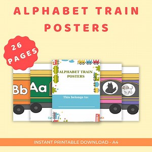 Alphabet Train Printable: A-Z Letter Recognition, Classroom Decor (PDF Download A4 Size)
