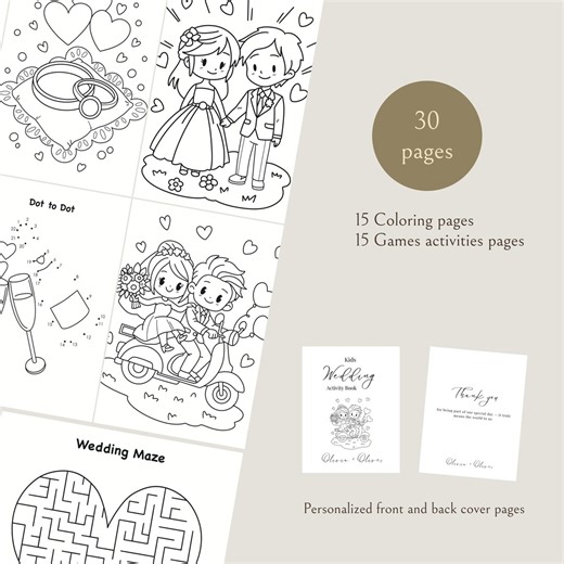 Kids Wedding Activity Book, Wedding Coloring Book, Kids Activity Book, Printable Wedding Coloring, Wedding Table Games, Wedding Favors - Etsy