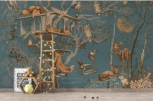 Forest Animals Peel and Stick Wallpaper: Kids Nursery Wall Mural - Etsy