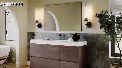 Crystal BathroomVanity Wall Sconces Set of Two Black Modern Bathroom Wall Sconces,12.59in Crystal Vanity Lights Fixture,Indoor Sconces Wall Lighting For Bedroom,Hallway,Staircase,Living room