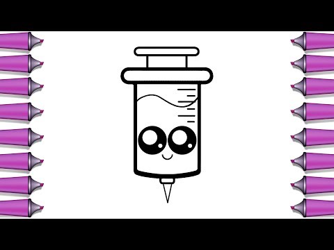 How to draw a cute syringe step by step