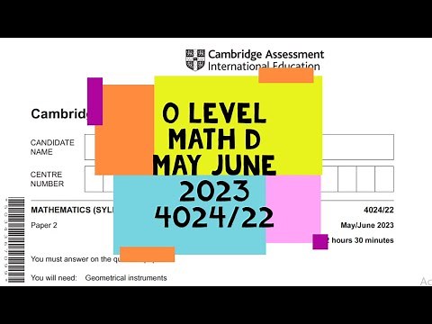 O Level Mathematics D Paper 2 4024/22 May/June 2023
