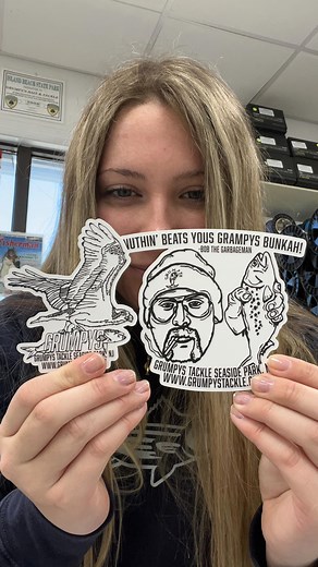 2.9K views · 51 reactions | New Stickers to be debuted at Surf Day! @jenni_jsa designed us new awesome stickers that you guys gotta get! @bobthegarbageman sticker, the osprey, and quit breathing my air!! Either come see us at Surf Day February 18th or from the online store! We will post when they’re available online!! | Grumpys Tackle | Facebook