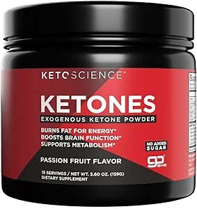 KETO SCIENCE Ketones Powder, Exogenous Ketone Powder, with goBHB, Keto Electrolytes Powder, Supports Metabolism, Intermitten Fasting, Focus and Workout Support, Passion Fruit Flavor, 15 Servings
