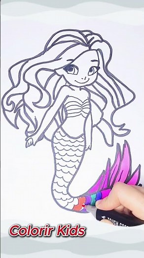 Desenhar e Colorir uma bela Sereia ...✏️👧🏼👦...Desenho para as Crianças.‪@ColorirKids1‬