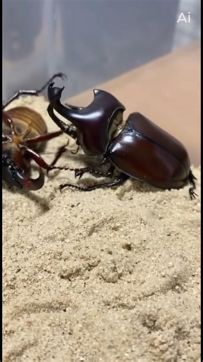 1K views | Rhino Beetle vs Scorpion — The 15-Second Sandpit War 者廬...
