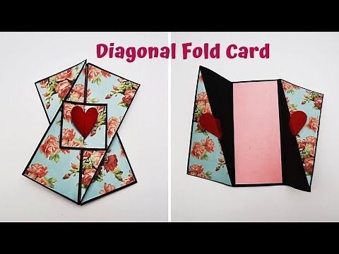 Diagonal Fold Card Tutorial | Card For Scrapbook / Explosion Box | Handmade Card