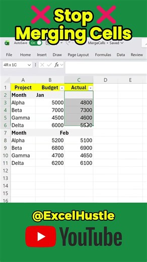 Why You Should Never Use Merge & Center (Excel Tips) | Excel Hustle