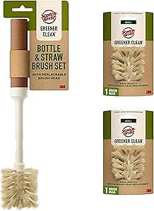 Scotch-Brite Greener Clean Bottle & Straw Brush Set with 2 Replaceable Bottle Brush Heads
