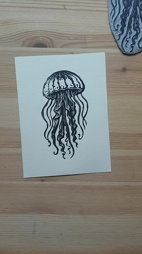 Cute Little Jellyfish Art: Linocut Printmaking