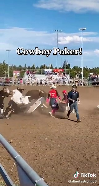 Cowboy Poker! Rules are you must be seated and have both hands on the table! Who would try it out! #fyp #rodeo
