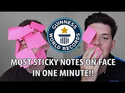 MOST STICKY NOTES ON FACE IN ONE MINUTE | World Record Wednesday | Episode #4