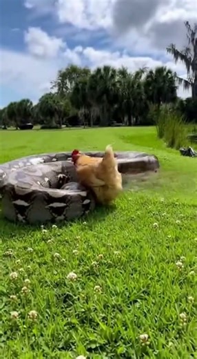 Chicken and python get along