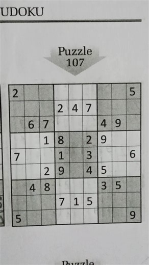 sudoku puzzle 107 with solution #sudoku #puzzle