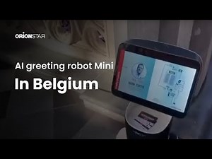 AI greeting robot Mini at the event in Belgium.