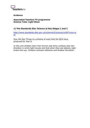 Teachers TV: Light Show