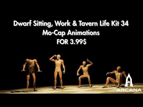 Quick Motion – Dwarf Sitting & Work Kit | UE5 Idle & Work Animation Pack