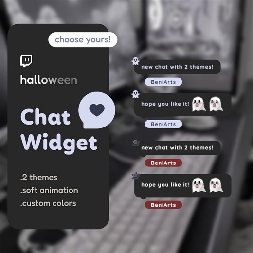 BAT & GHOST Chat Widget for Twitch X2 | Halloween | Eerie Coworking | Streamelements OBS - Etsy