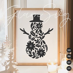 Floral Snowman SVG | Christmas Flowers SVG Cut Files for Cricut | Winter SVG File | Digital Download - Etsy
